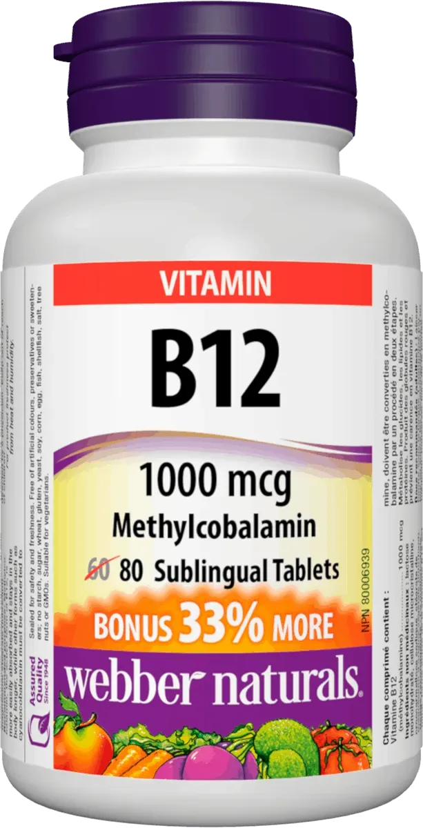 Webber Naturals B12 1000 mcg 80 tbl