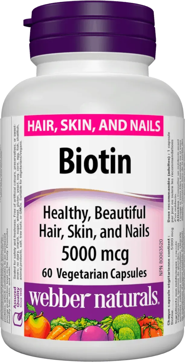 Webber naturals Biotin 5000mcg 60 kapslí
