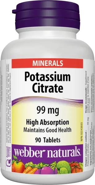 Webber Naturals Potassium Citrate draslík 90 tablet